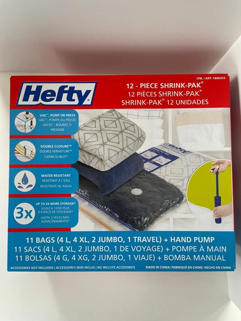Hefty 12pc Shrink-Pak Vacuum Storage Bag Set NIB